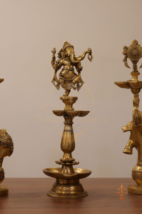 16 Inch Solid Brass Dancing Ganesha Idol – Nritya Vinayaka