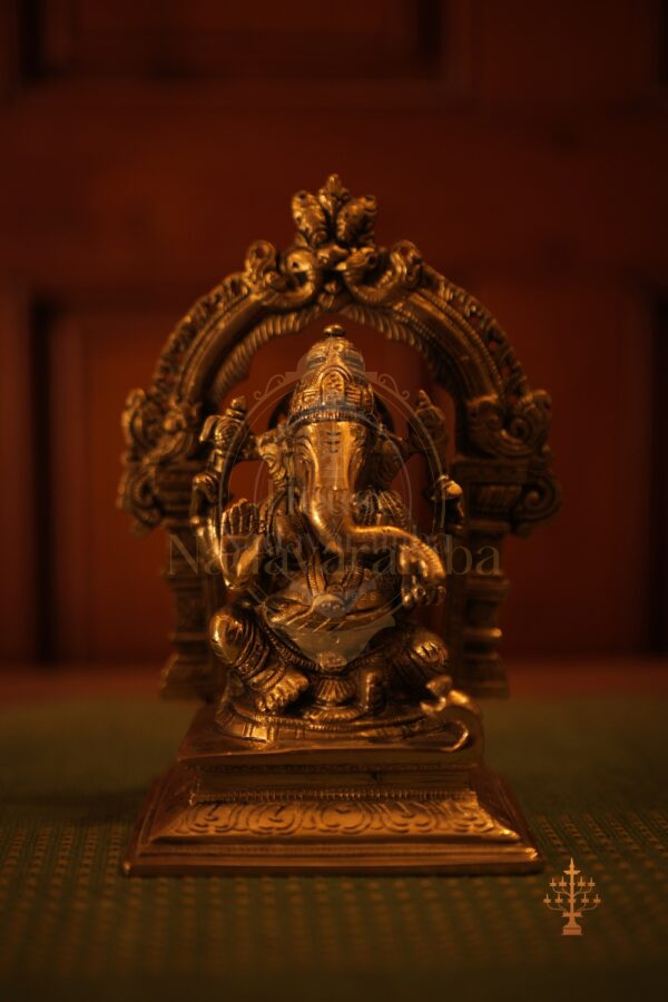 Divine Ganesha in Prabhavali Small- Exquisite Handcrafted Brass