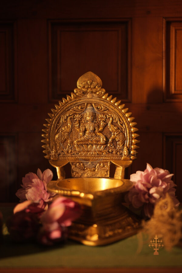 11 Inch Solid Brass Gajalakshmi Lamp – Traditional Lakshmi Deepam for Pooja & Home Temple | House of Nadavaramba