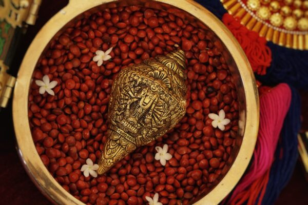 Vishwaroopam Shanku – Antique Finish Solid Brass Sacred Conch- Small