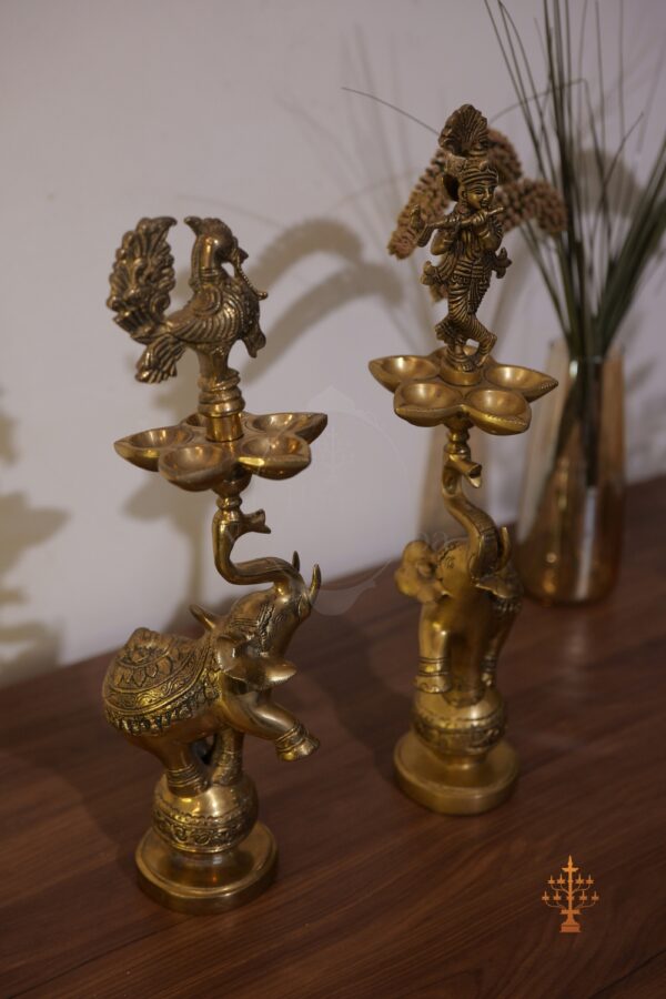 Trunks & Tranquility Annapakshi Vilakku – Traditional Brass Lamp