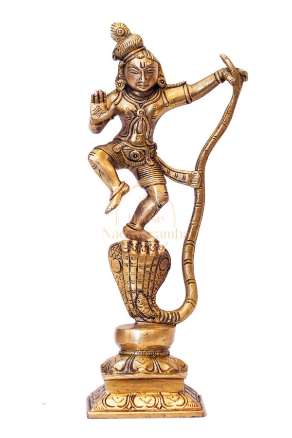 Kaliyamarthanam Krishna Idol – Glossy Gold Finish