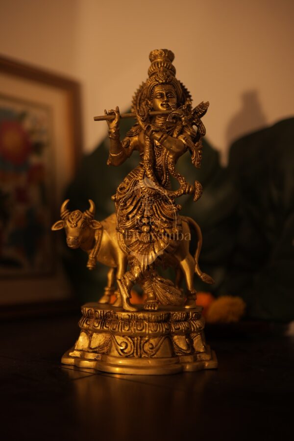 Krishna with Cow Brass Idol | Govinda Gopala | HON Signature