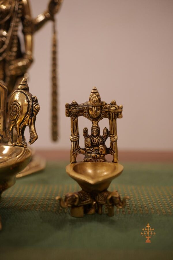 Balaji Lucky Deepam with Elephant Base – Solid Brass Pooja Lamp